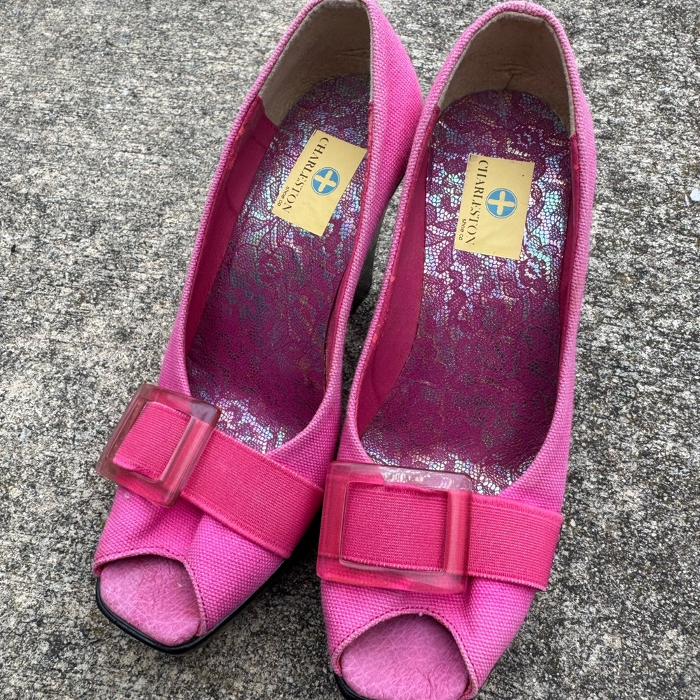 CHARLESTON SHOE CO. Pink Peep-Toe Heels